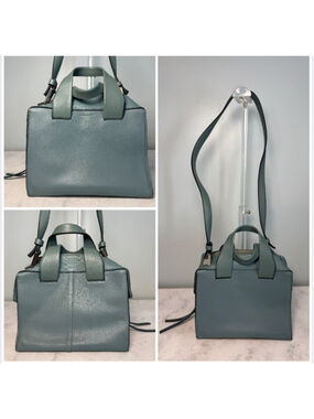Pour La Victoire Teal Leather Satchel Shoulder Bag Mixed Metals